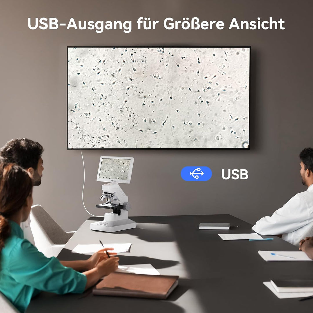 TOMLOV DM301 Max Biologisches Mikroskop für Erwachsene Kinder: 7" HDMI Digital Mikroskop mit Integri