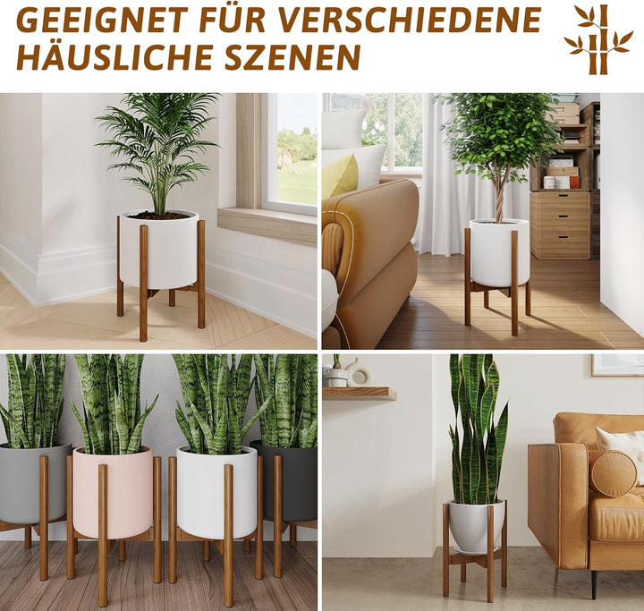 Bamworld Blumenständer Blumenhocker Pflanzenhocker Hellbraun Verstellbar und kippsicher, geeignet fü
