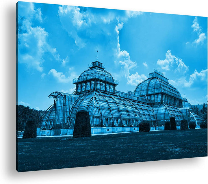 deyoli das Palmenhaus in Schönbrunn Wien Format 100x70 Effekt: Monocrome Blau als Leinwandbild, Moti