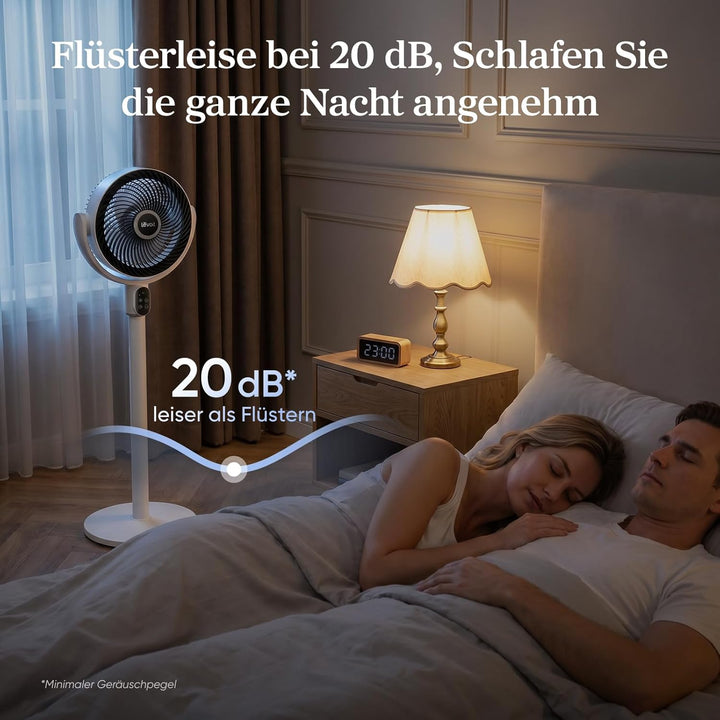 Levoit Standventilator mit DC Motor, 20dB leiser Ventilator, 1740m³/h Luftstrom, 24m Reichweite, 6,5