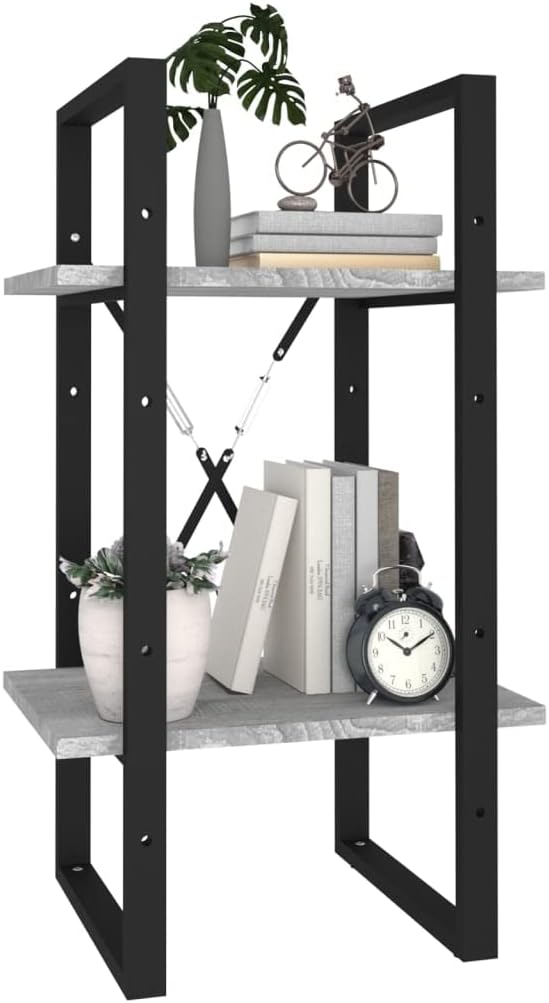 homiuse Bücherregal 2 Fächer Grau Sonoma 40x30x70 cm Holzwerkstoff BüCherregal Regal Wand WüRfelrega