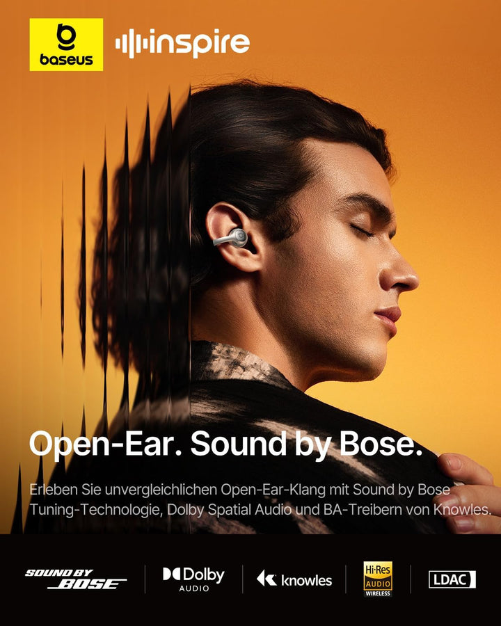 Baseus Inspire XC1 Open-Ear Kopfhörer, Sound by Bose, Cloud-Komfort Open Earbuds mit Dolby Audio | H