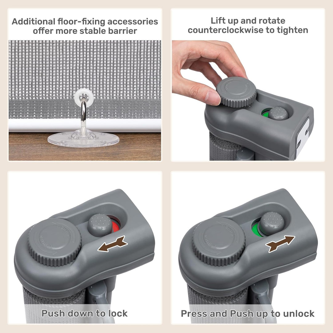 HollyHOME Treppenschutzgitter Ausziehbar 0-300cm,Türschutzgitter Extra Breit, Einhandbedienung, Sich