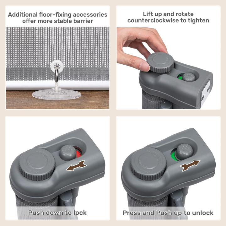 HollyHOME Treppenschutzgitter Ausziehbar 0-300cm,Türschutzgitter Extra Breit, Einhandbedienung, Sich
