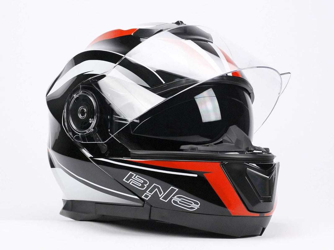 BNO Flip-2 Flup Up Helm Klapphelm Madular Helm (M, Rot Schwarz) M Rot Schwarz, M Rot Schwarz