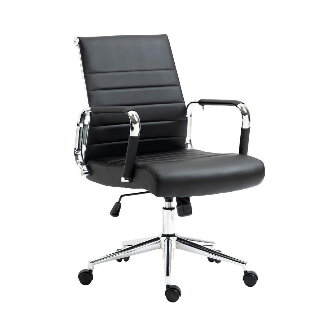 SVITA Office Comfort Bürostuhl Schreibtischstuhl Drehstuhl Chefsessel Kunstleder Schwarz Schwarz Kun