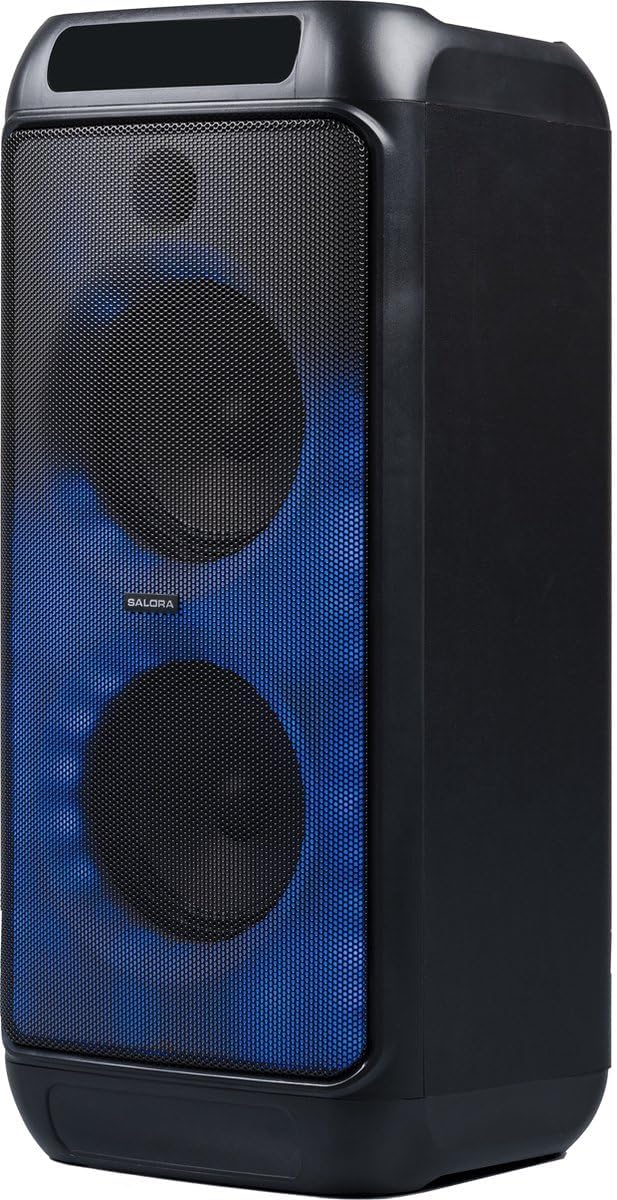 Salora PARTYBOX400 Bluetooth-Lautsprecher –Tragbarer 400W Party Lautsprecher mit 2×10" Woofern, LED-