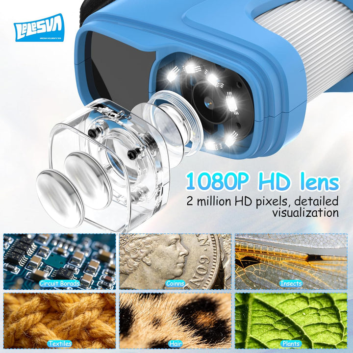 2,4-Zoll-Display-4K-Mikroskop für Kinder Tragbares Mini-Taschenmikroskop (1000-fache Vergrösserung)
