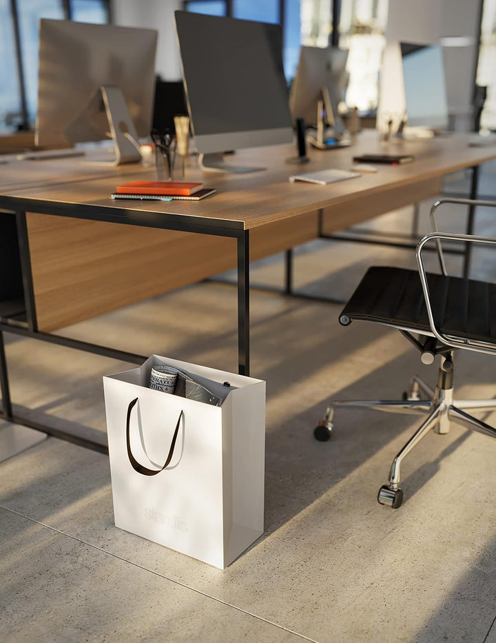 binbox Design Papierkorb eckig stylischer Papiereimer mit Tragegriffen für Büro Office Kunststoff Mü