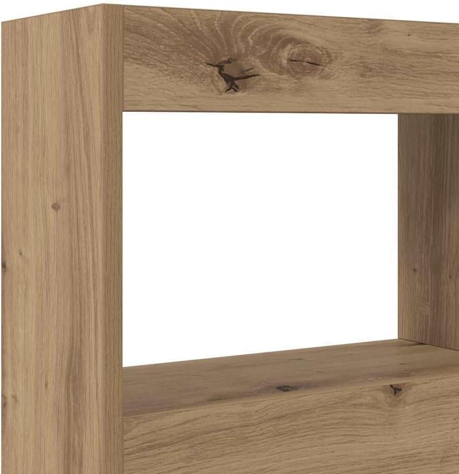 vidaXL Artisan Eichen Kopfteil mit blauen Regalen Massives Holzdesign Stylisches und funktionales Be