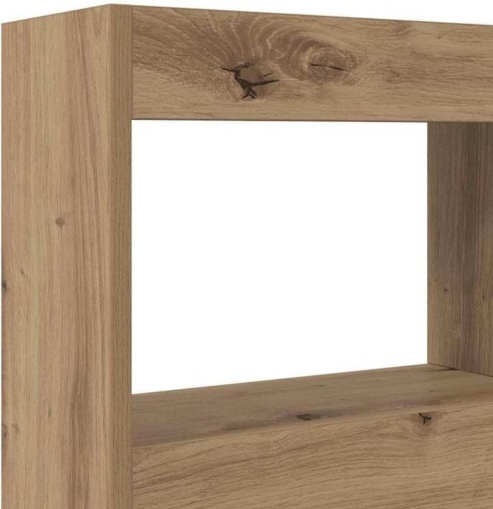 vidaXL Artisan Eichen Kopfteil mit blauen Regalen Massives Holzdesign Stylisches und funktionales Be