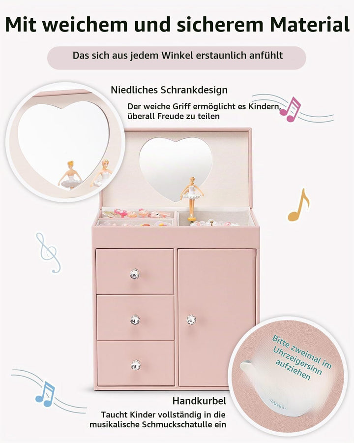 VLANDO Musical Schmuckkästchen Mädchen, grosses Kind Musik-Box mit Ballerina für Geburtstag Schlafzi