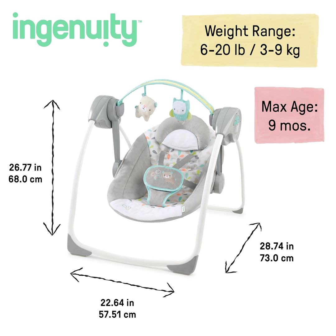 Ingenuity, Fanciful Forest tragbare Babyschaukel, mit 8 Melodien, Lautstärkeregler, 2 Sitzpositionen