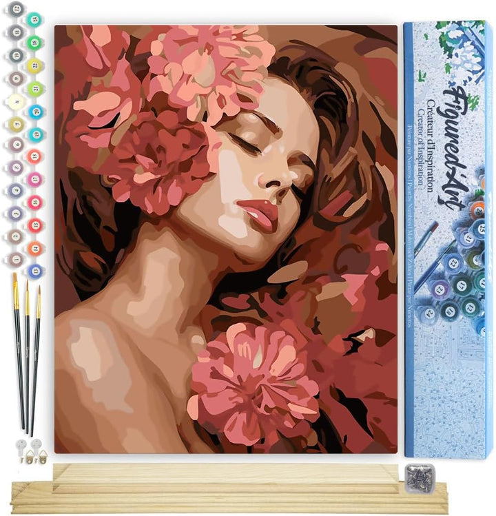 Figured'Art Malen Nach Zahlen Erwachsene Mit Rahmen Kamelien Schlafende Schönheit - Paint by Numbers