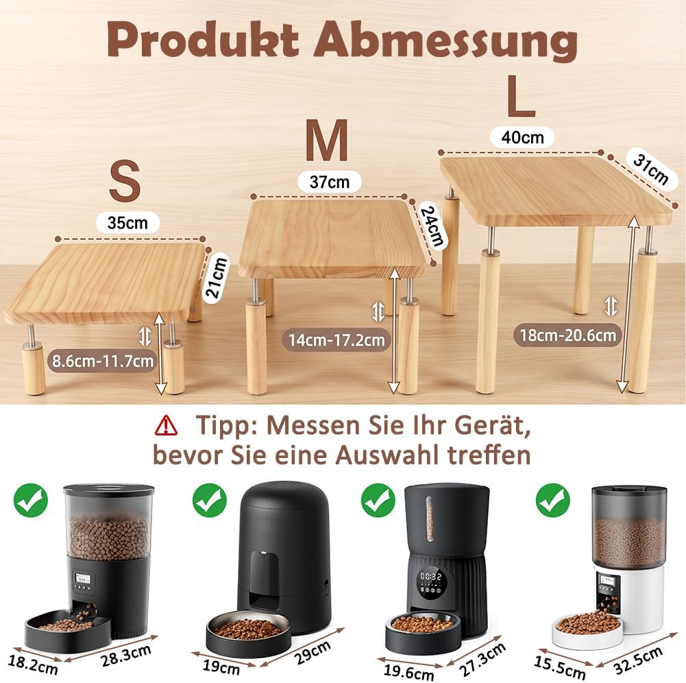 SZEE Verstellbare Erhöhung Futterautomat für Hunde aus Massivholz, L | 40x31x18cm, Entlastet Wirbels