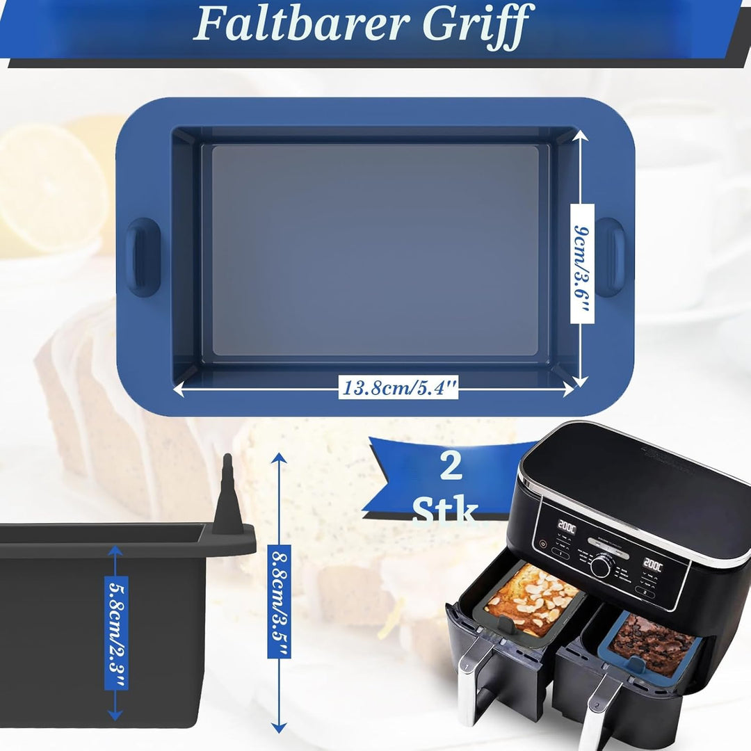 Webake Brotbackform Klein Silikonform für Heissluftfritteuse 2 Stück Air Fryer Silikon Kastenform Ai