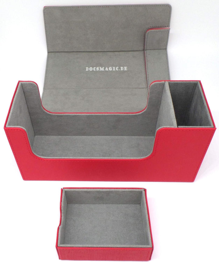 docsmagic.de Premium Magnetic Tray Long Box Red Small + 2 Flip Boxes - Rot Small + 2 Flip Boxes Rot,