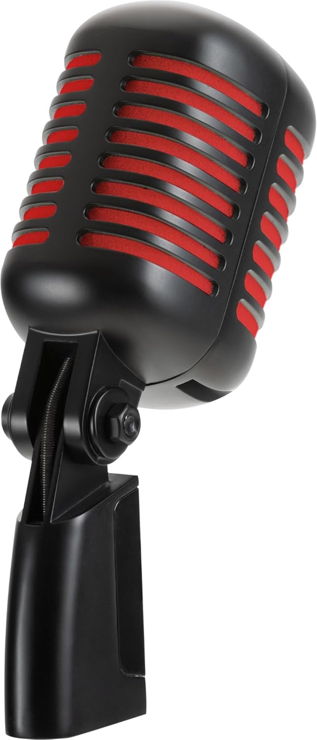 Pronomic DM-66BK/RD Mikrofon Dynamisches Vintage Gesangsmikrofon Retro Vocal Mikrofon (Frequenzgang:
