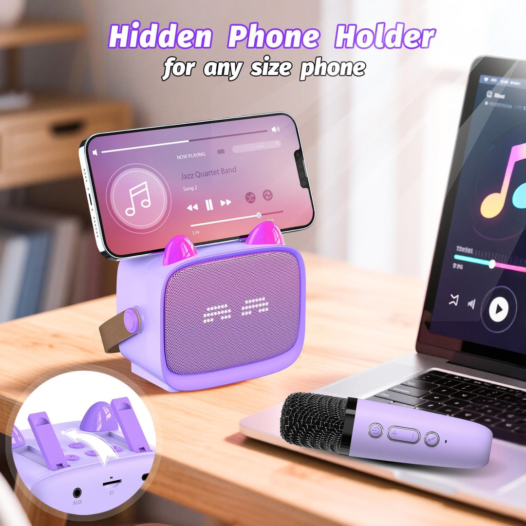 Karaoke Maschine mit 2 Karaoke Mikrofonen Kinder: Mini Karaoke Maschine Geschenk Mädchen mit Mikrofo