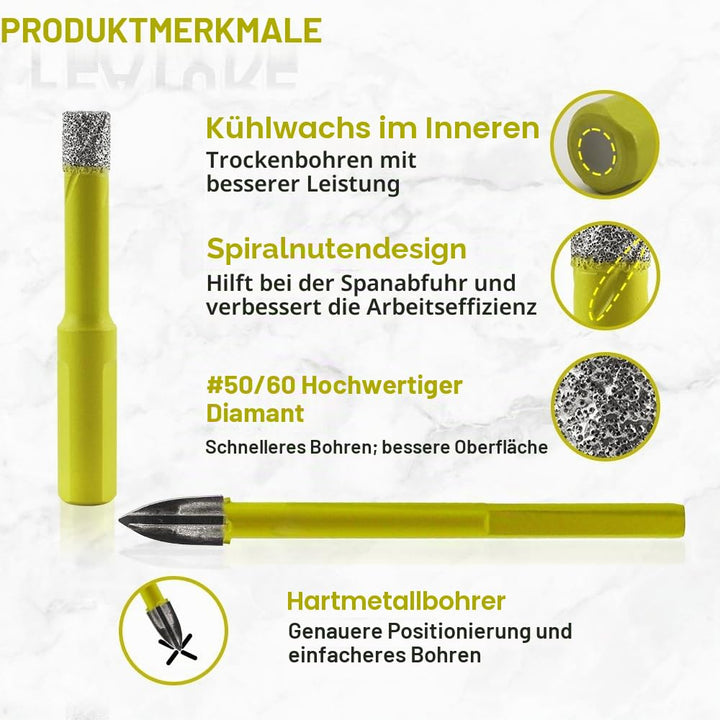 Trocken Diamant Bohrkrone 5 Stücke 6/6/6/8/10mm Fliesenbohrer und 1 Stück 6mm Hartmetall Bohrer mit