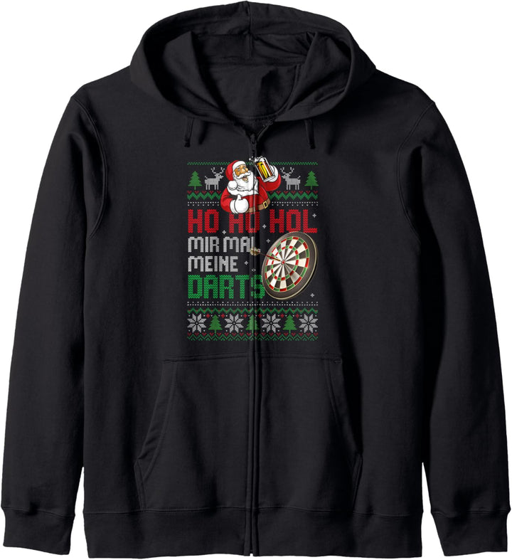 Hässliche Weihnachten Darts Geschenk Ugly Christmas Ho Ho Ho Kapuzenjacke