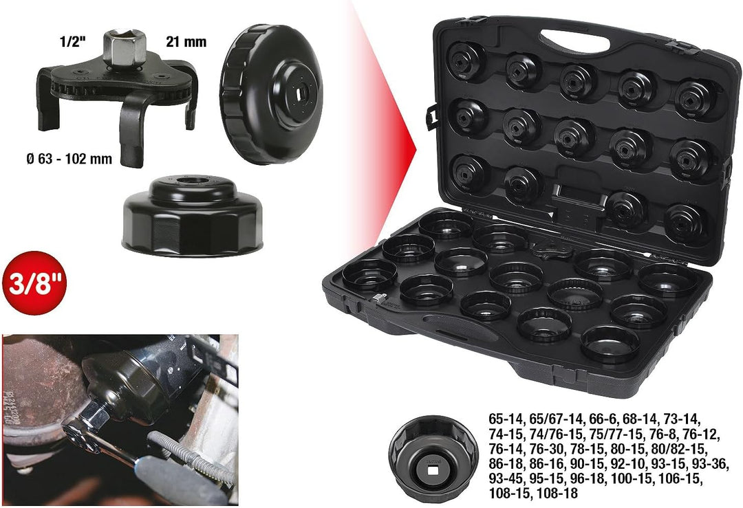 KS Tools 150.9350 3/8" Ölfilterschlüssel-Satz, 30-tlg