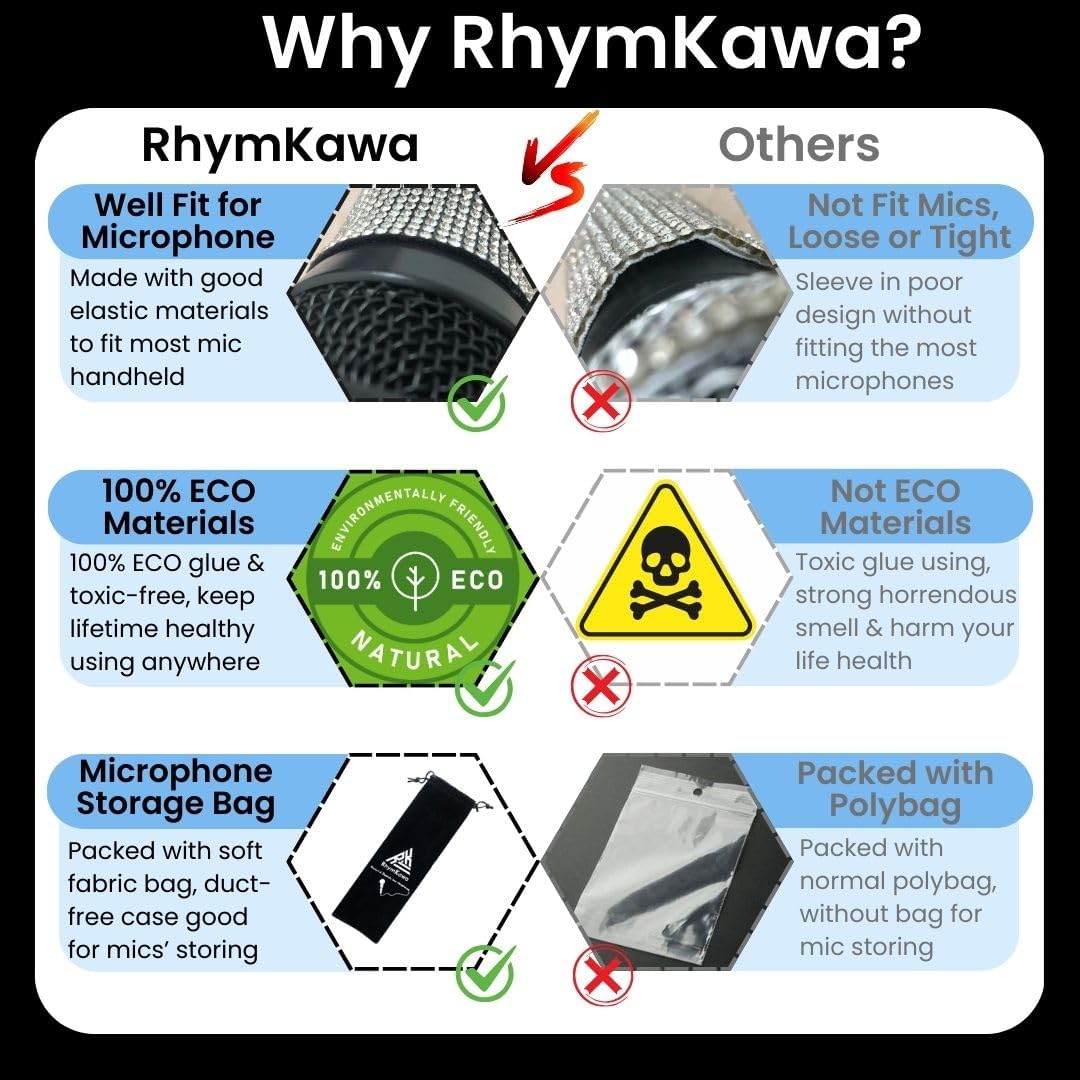 RhymKawa B58 Crystal AB Mikrofon-Griffhülle, kompatibel mit Shure Wired Mikrofon SM58LC, Beta 58a Co