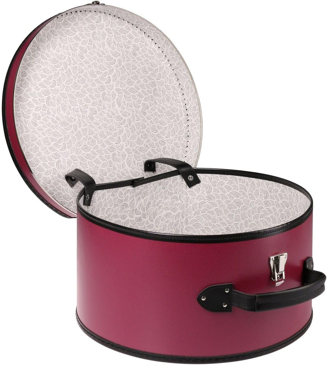LIERYS runder Hutkoffer - Masse: 40 cm x 21 cm - grosse Hutschachtel mit Kunstleder - Hutbox zur Auf