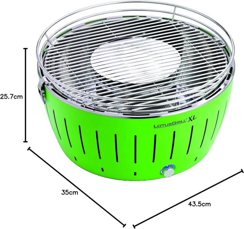 LotusGrill Kohlegrill Serie 435 XL, Zitrus, 43,5 x 35 x 25,7 cm Limettengrün, Grün