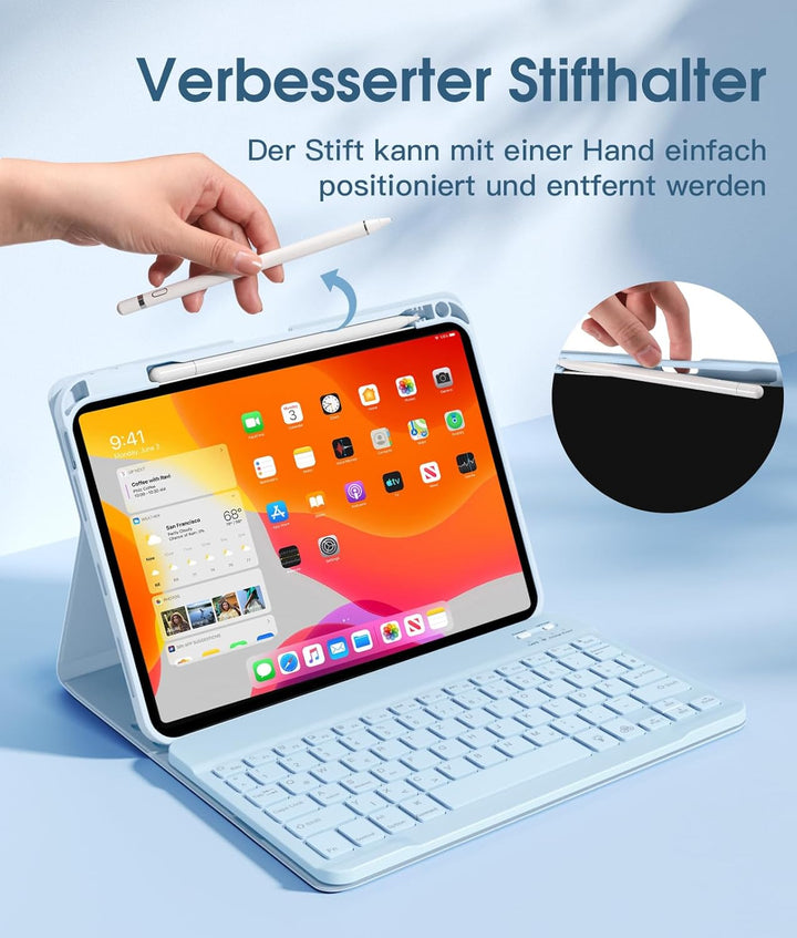 Vobafe Hülle mit Tastatur Kompatibel mit iPad A16 11 Generation 2025/10 Gen 2022 10.9 Zoll, Air 11 Z