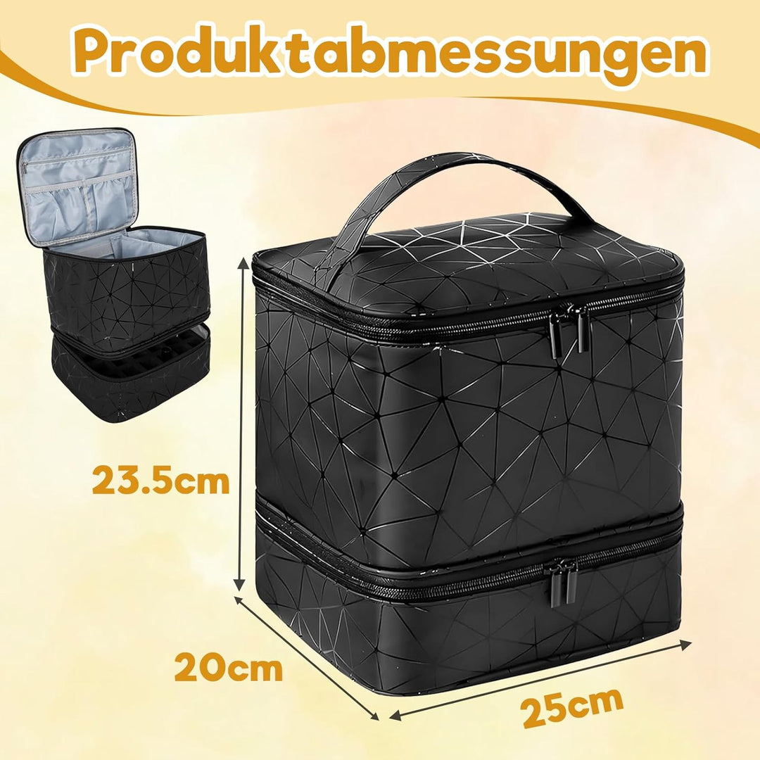Nagellack Aufbewahrung, Doppelschicht Nagellack Organizer Tasche, Kosmetikkoffer wasserdichter tragb