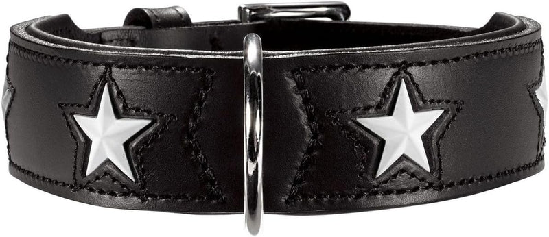 HUNTER MAGIC STAR Hundehalsband, mit Sternen, Leder, weich, 55 (M), schwarz schwarz 55 (M), schwarz