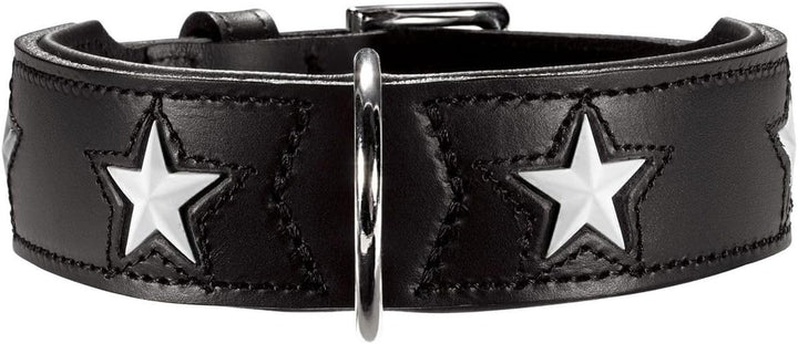 HUNTER MAGIC STAR Hundehalsband, mit Sternen, Leder, weich, 37 (XS-S), schwarz schwarz 37 (XS-S), sc