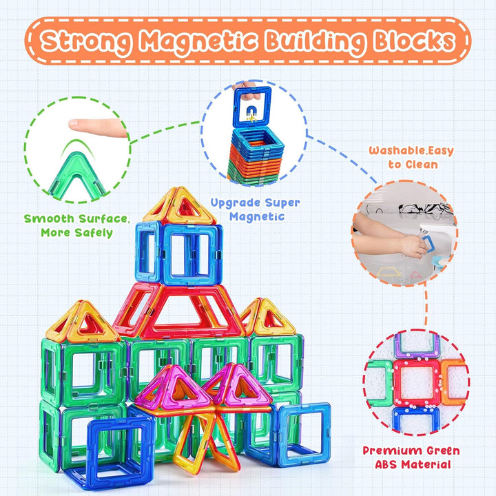aaczly Magnetische Bausteine 82 Teile Magnetbausteine Magnet Spielzeug Kinder 3D Magnet Bausteine fü