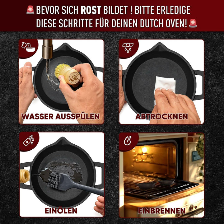 GUSSKÖNIG Gusseisen Grillpfännchen für Grill (2er Set) - Gusseisenpfanne klein Ø 11 cm - 2x kleine P
