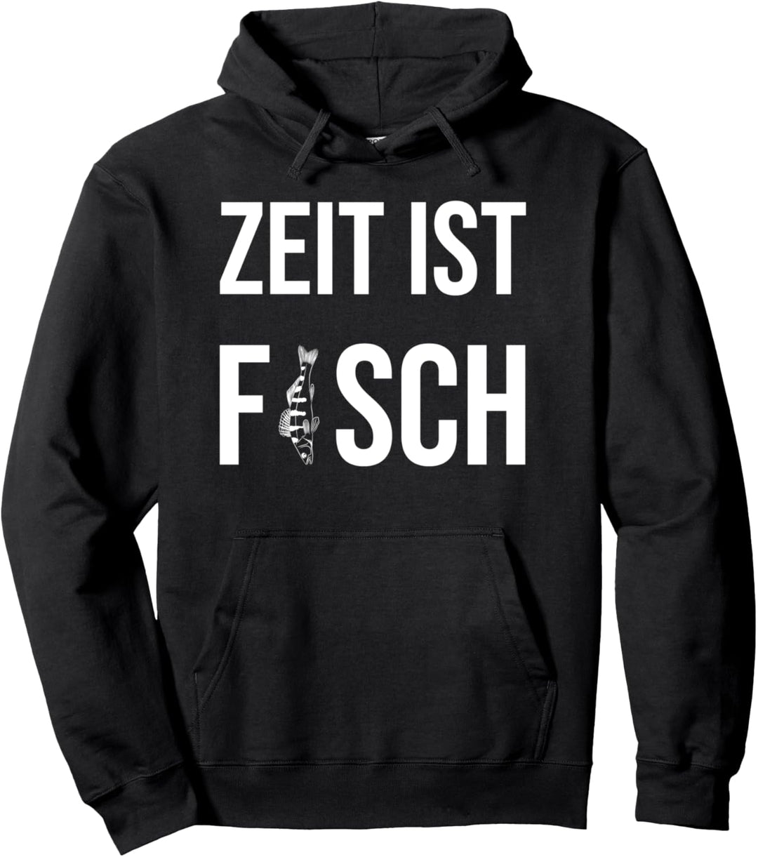 Zeit Ist Fisch Angeln Raubfisch Angler Geschenk-Idee Zander Pullover Hoodie