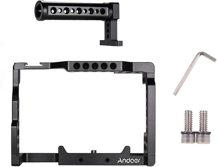 Andoer Camera Cage + Top-Griff-Kit Videofilm Filmherstellung Stabilisator Aluminiumlegierung mit kal