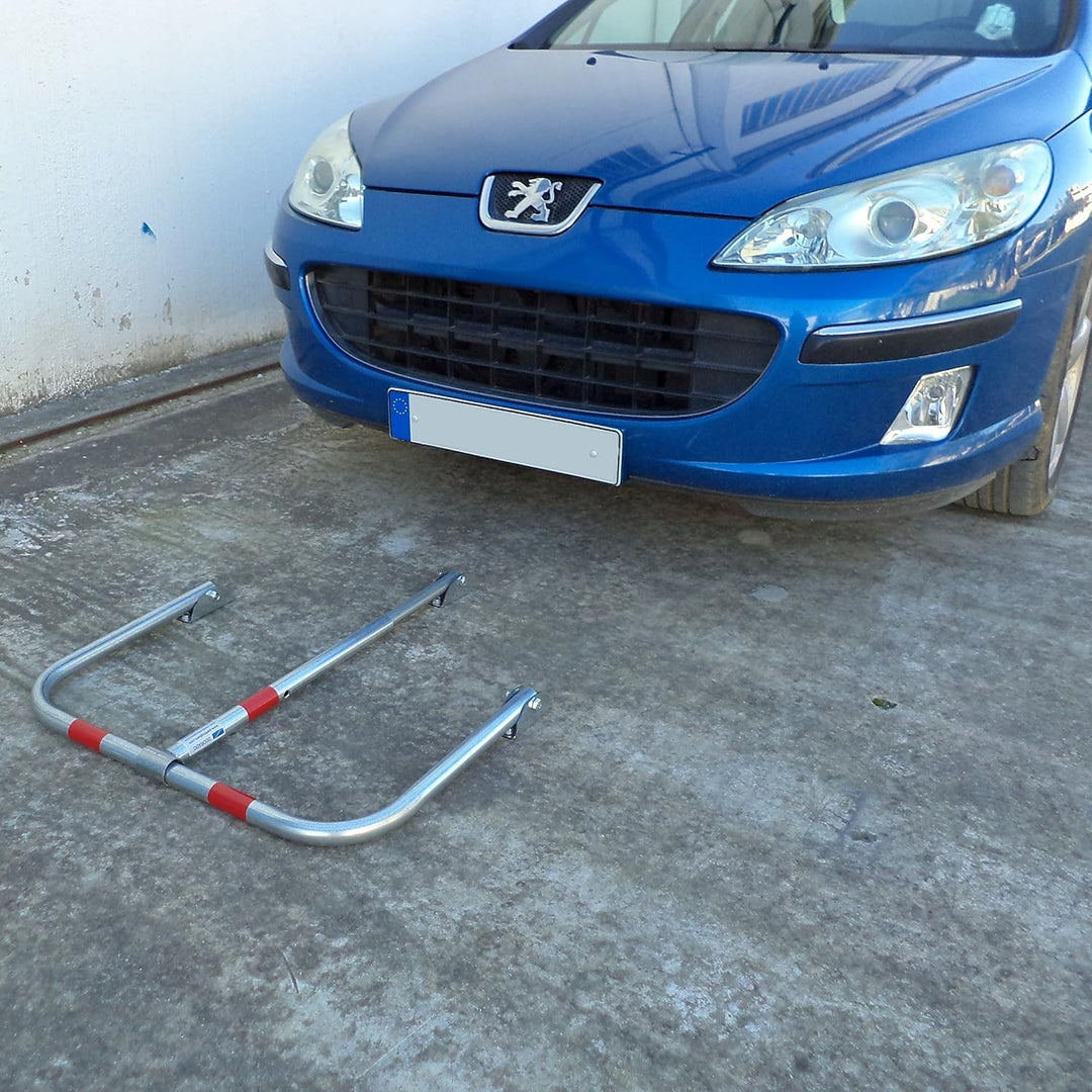 SNS SAFETY LTD Parkplatzsperre Klappbar, aus verzinktem Stahlrohr 32 mm, mit 3 Beinen, Vorhängeschlo