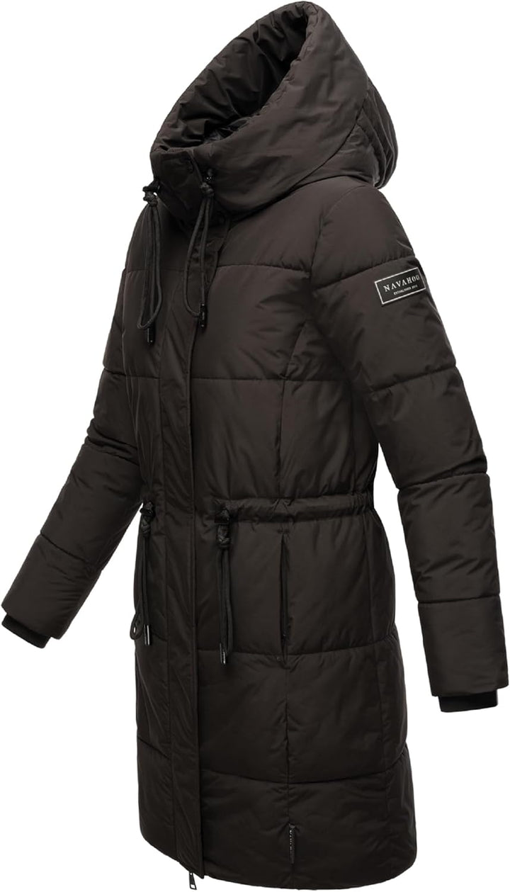 Navahoo Damen Wintermantel kurzer Steppmantel mit Kapuze Zuckertatze XIV XS-XXL XS Schwarz, XS Schwa