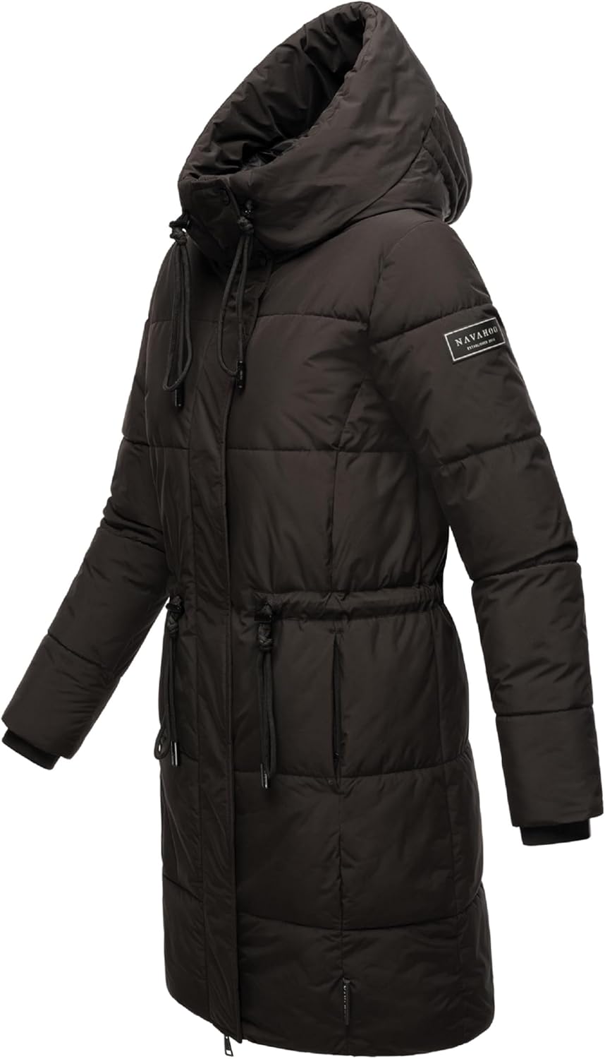 Navahoo Damen Wintermantel kurzer Steppmantel mit Kapuze Zuckertatze XIV XS-XXL S Schwarz, S Schwarz