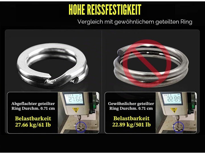 Edelstahl Split Ringe Hochfeste Salzwasser Angeln Ringe Kit Angelköder Anschluss Wirbel Split Ringe
