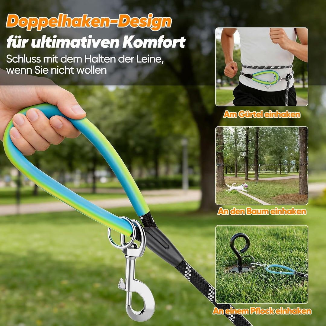 Aystkniet Schleppleine für Hunde, 5M 10M 15M 20M 30M Lange schleppleine mit 2 Wirbelhaken, Trainings