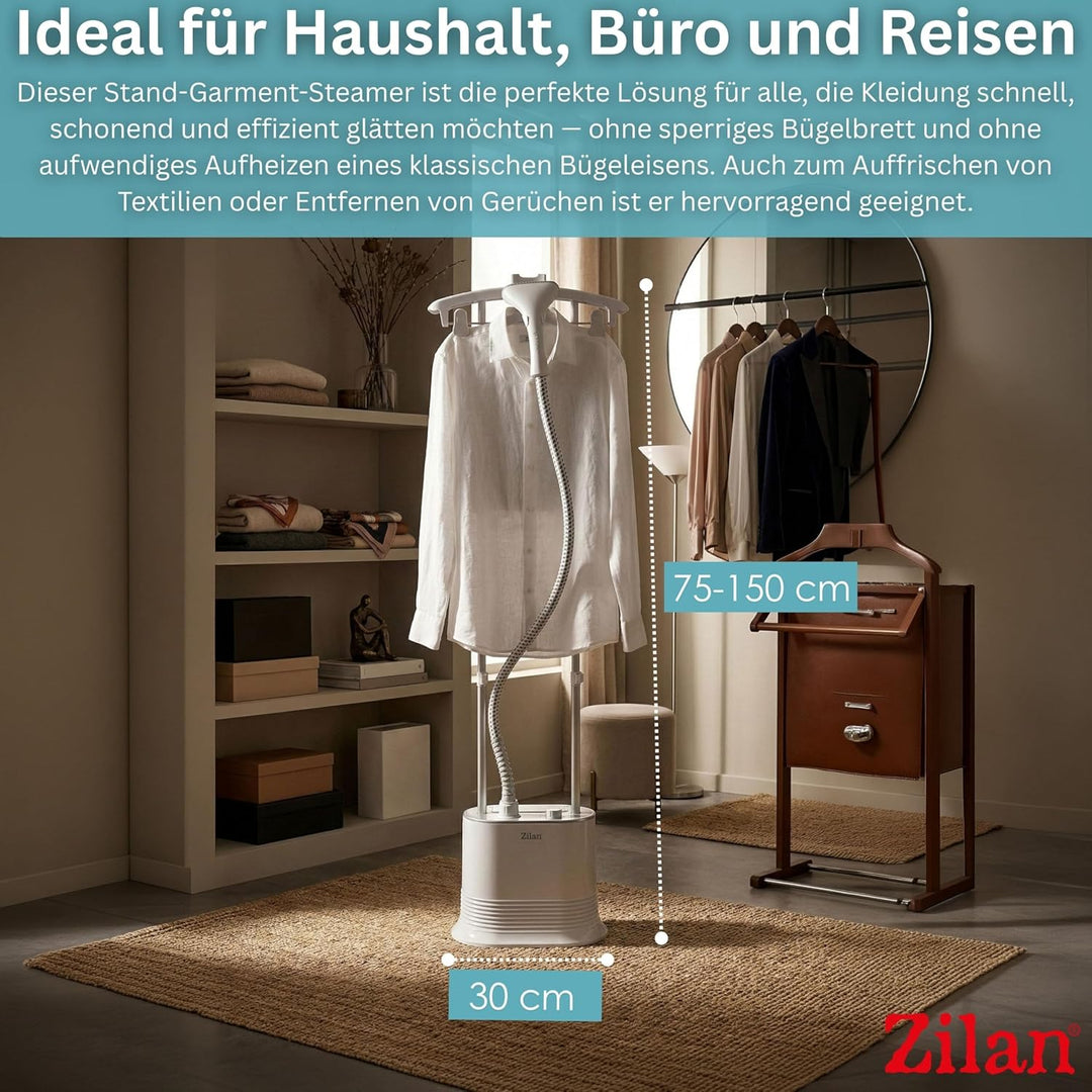 Zilan 2-in-1 Stand Dampfglätter mit Bügelbrett, 2000W Dampfbügelstation & Dampfbürste 30 Sekunden Sc