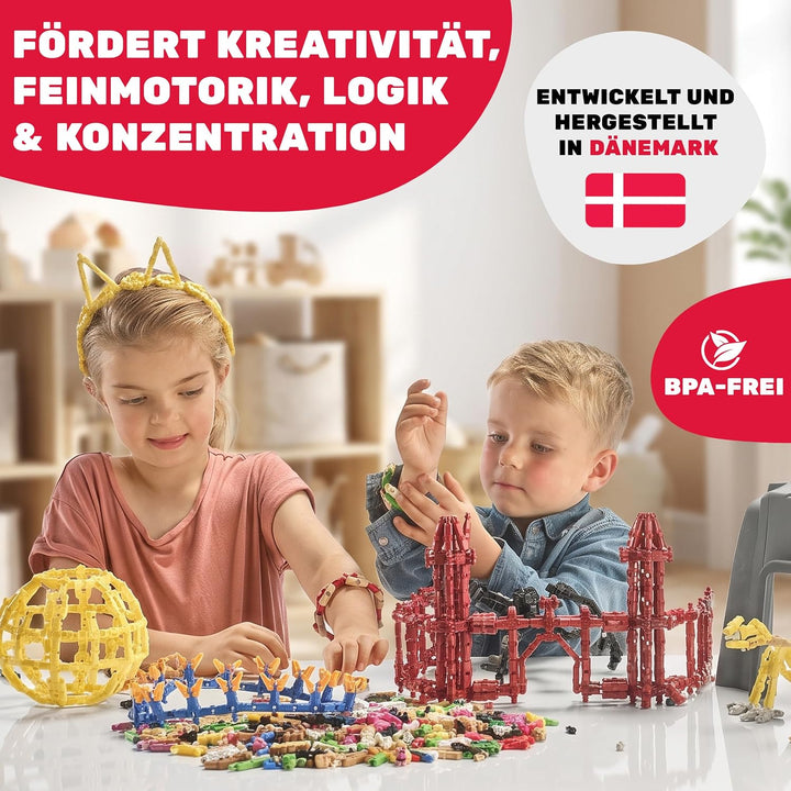 MakerZ Konstruktionsspielzeug für Kinder ab 5 Jahren - Kreativ-Bausteine mit verschiedenen Form-Elem
