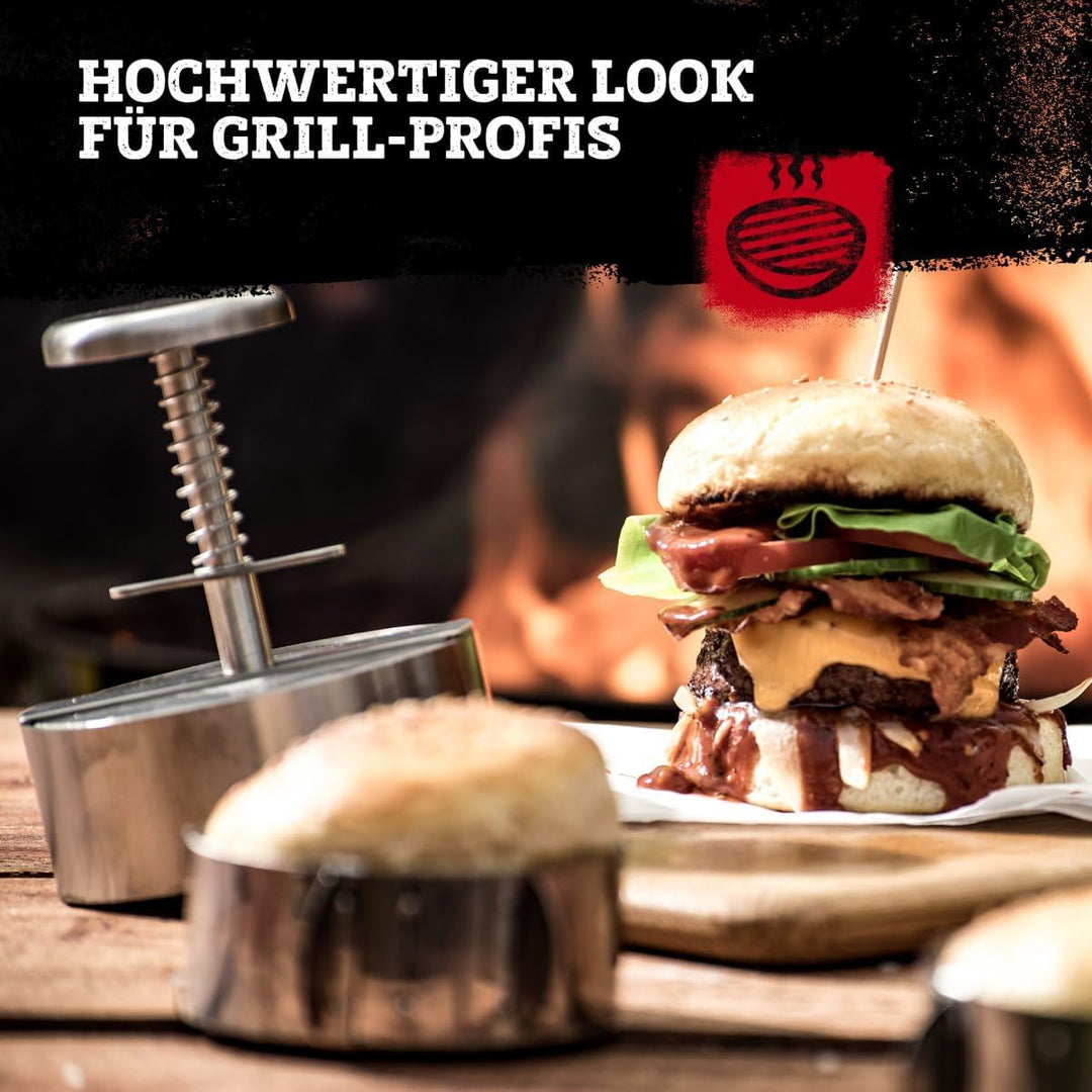 FMProfessional Burgerpresse für leckere Hamburger by Fackelmann – Hamburgerpresse mit 100g - 400g Pa