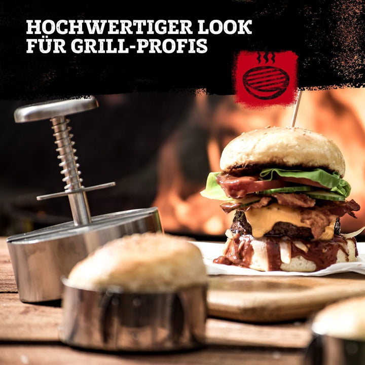 FMProfessional Burgerpresse für leckere Hamburger by Fackelmann – Hamburgerpresse mit 100g - 400g Pa