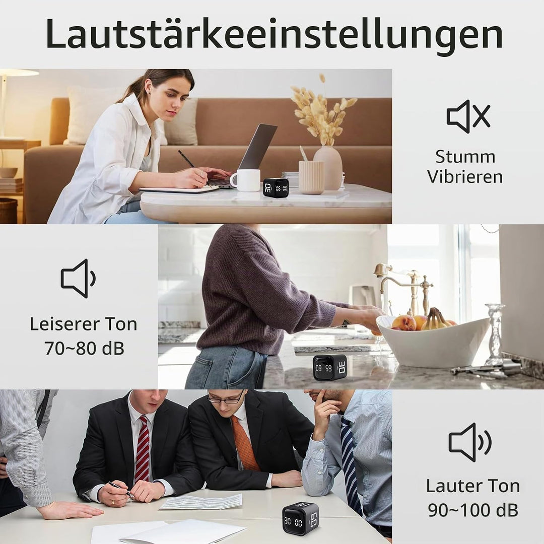 Productivity Timer, Pomodoro Timers Cube Timer Würfel, Flip Schwerkraft Sensor, Stumm,Vibriert und T