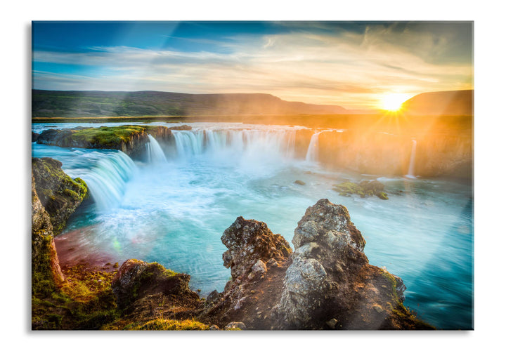 Pixxprint Glasbild | Wandbild aus Echtglas | Wasserfall | 60x40 cm | inkl. Aufhängung und Abstandsha