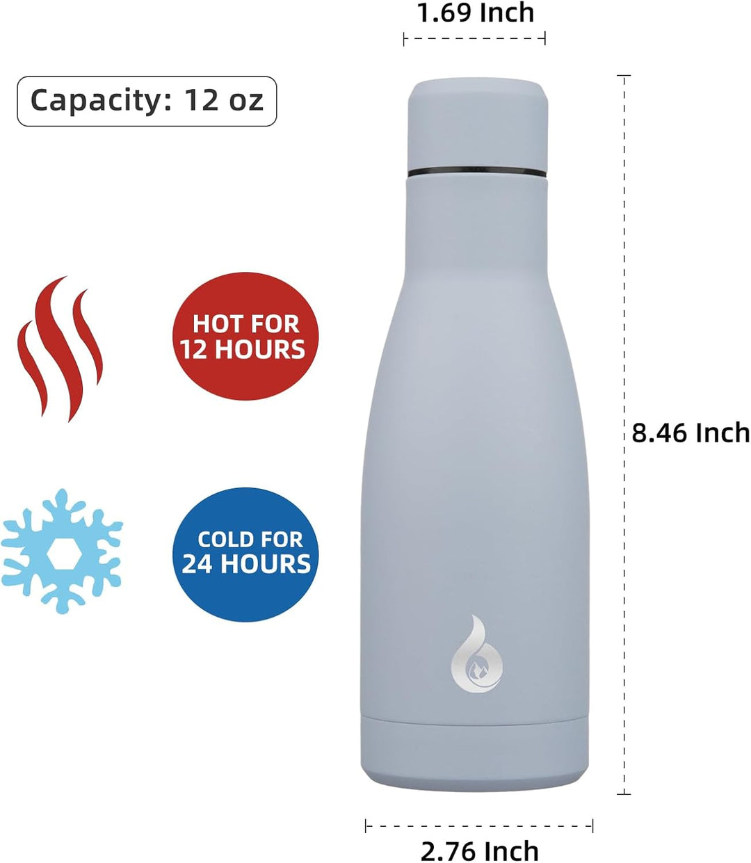 BJPKPK Isolierte Trinkflasche Becher 350ml Kleine Edelstahl-Wasserflaschen Wiederverwendbarer Metall