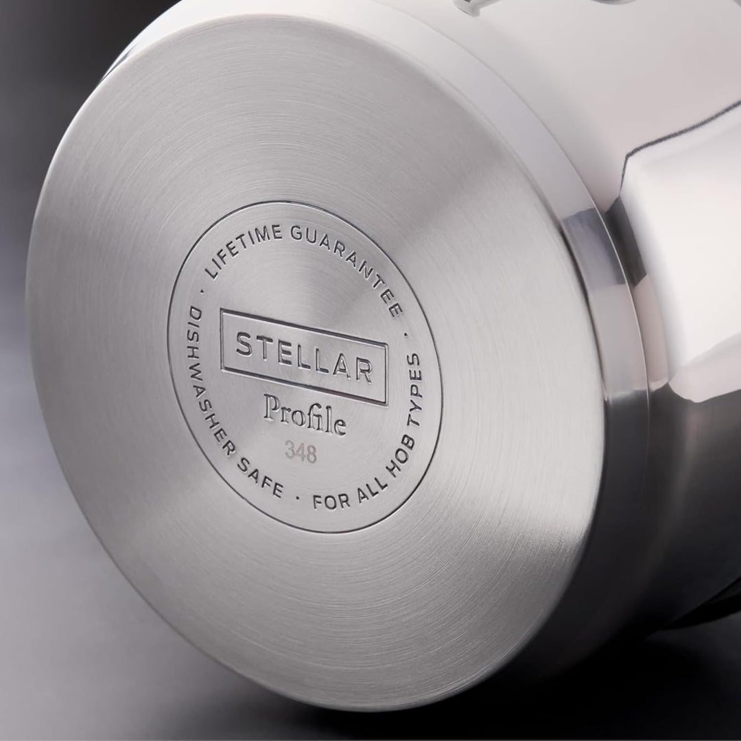 Stellar 7000 Profile Matte Edelstahl-Bratpfanne mit Stielgriff | 20 cm Stielkasserolle (ohne Deckel)